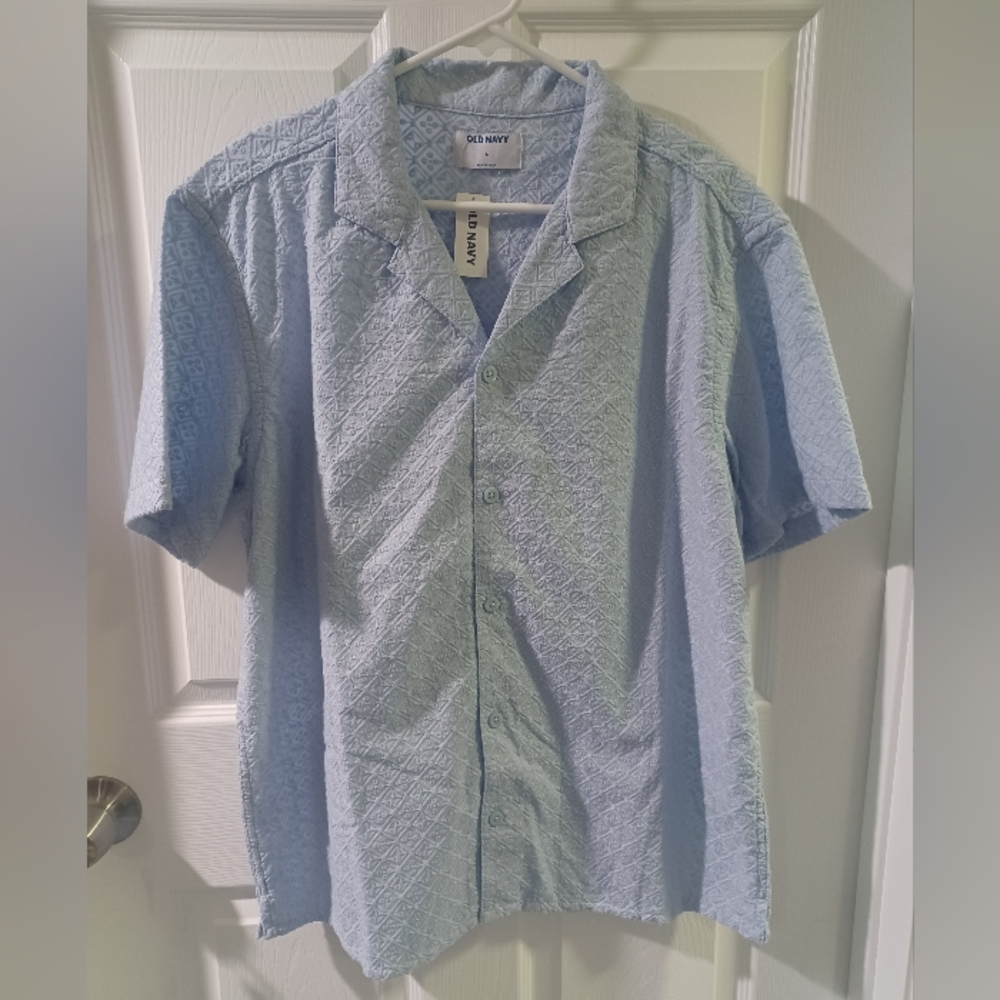 Old Navy Textured Ice Blue Casual Shirt